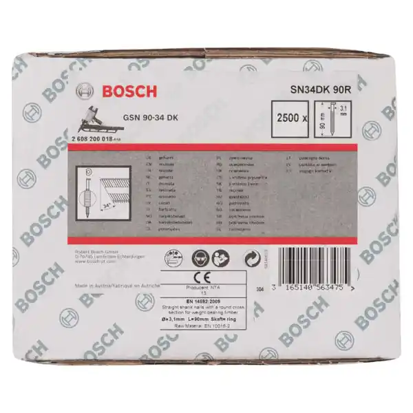 Meilleur Prix Clou en bande à tête en D SN34DK 90R, 3,1 mm, 90 mm, nu, rainuré, paquet de 2500 pièces