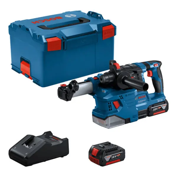 Prix Promo Marteau rotatif sans fil avec SDS plus GBH 18V-22, 2x batterie GBA 18V4.0Ah/L-BOXX, brosse annulaire.