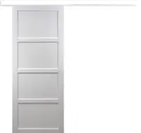 Vente Flash Porte Coulissante Tamera blanc 4 panneaux H204 x L73 cm, Rail Alu bandeau blanc