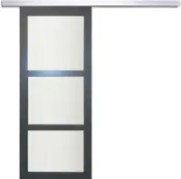 Haute Qualité Porte Coulissante Blakeria Gris Anthr Vitrée H204 x L73 cm, Rail Alu