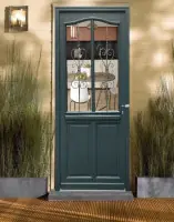 Porte d‘entrée Bois Vitrée Sabrina Gris Anthr., H.215xl.90 cm C?te Tableau p.Gauche Top Vente