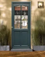 Porte d‘entrée Bois Vitrée Sabrina Gris Anthr., H.215xl.90 cm C?te Tableau, p.Droit, Poignée, Barillet Expédié Aujourd'hui