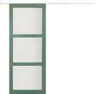 Seulement Aujourd'hui Porte Coulissante Vert Pale Vitrée H204 x L83 cm, rail bandeau blanc
