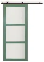 Commande En Gros Porte Coulissante Vert Pale Vitrée H204 x L73 cm, railroulette, coquilles