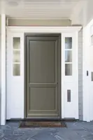 Porte d‘entrée Bois Pleine Elixir, Vert Gris Olive, H.215xl.90 cm C?te Tableau p.Gauche Prix Réduit