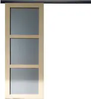 Expédition Rapide Porte Coulissante Ayous 3 Panneaux Gris Clair H204 x L83 cm, Rail alu Bandeau noir