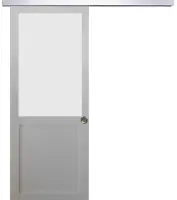 Seulement Aujourd'hui Porte Coulissante Athena Blanc H204 x L73 cm, Rail Alu, Coquilles
