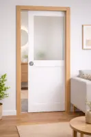 Porte Coulissante Athena blanc H204 x L73 cm, Galandage, kit de finition Haute Qualité