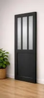 Solde Porte Coulissante Atelier Noir vitre depoli H204 x L83 cm