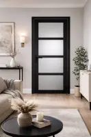 Bon Plan Bloc Porte Telia Noir Vitrée H204 x L83 cm C?te Tableau P.Droite,Poignee