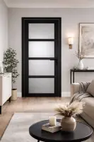 Remise Bloc Porte Telia Noir Vitrée H204 x L83 cm C?te Tableau P.Gauche,Poignee