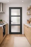 Bloc Porte Blakeria Gris Anthr Vitrée H204 x L73 cm C?te Tableau P.Droite,Poignee Dernière Chance
