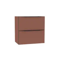 Prix Promo Meuble sous vasque Plénitude Terracotta chant noir et poignée noire longueur 60 cm 2 tiroirs profondeur 38 cm