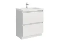 Meuble au sol avec 2 tiroirs Primeo blanc laqué 70 cm Paiement Sécurisé