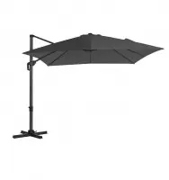 Parasol décentré de jardin 3 x 3 m ombrelle de terrasse toile carrée protection solaire upf 50+ rotatif 360° inclinaison réglable avec manivelle et socle gris 12_0001800 Commander Vite