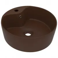Haute Qualité Lavabo avec trop-plein 36 x 13 cm marron foncé mat céramique 02_0002781