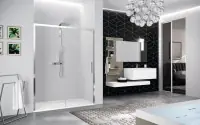 Paroi de douche ouverture 1 porte coulissante avec un fixe en alignement KUADRA 2 2PH droite extérieur 157-161 cm verre transparent chromé NOVELLINI Pas Cher