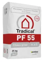 Expédié Aujourd&rsquo;hui Chaux aérienne grise Tradical PF 55 sac 25 Kg WEBER