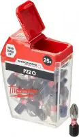 25 Embouts PZ2 SHW 25 mm MILWAUKEE Dernière Chance
