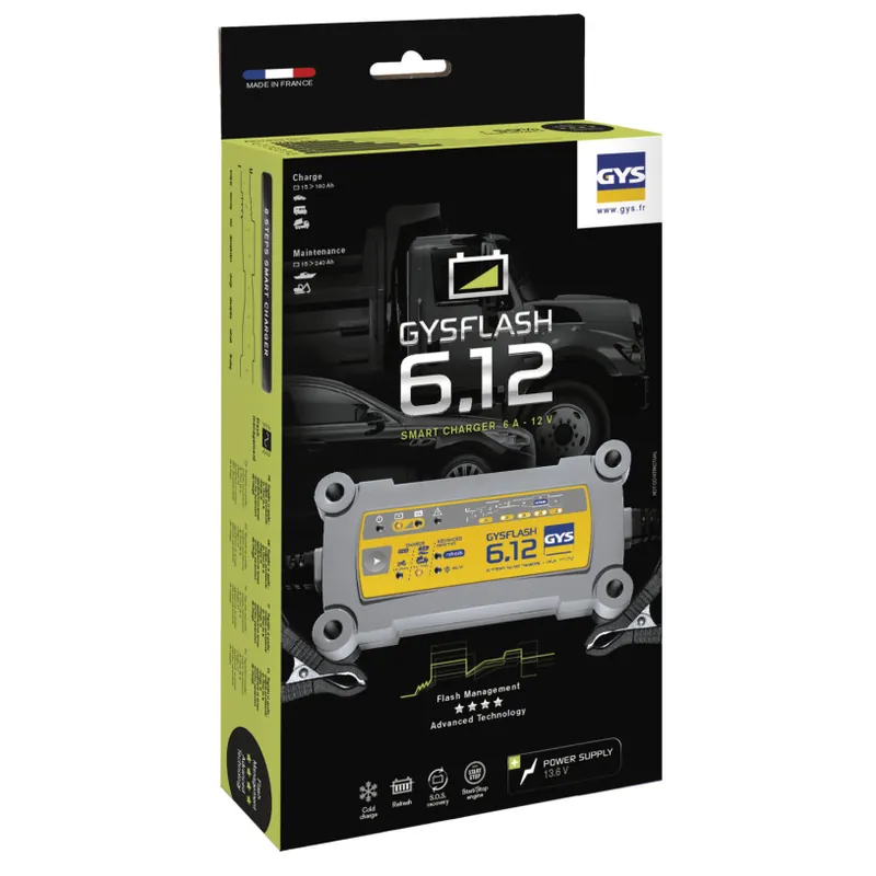Paiement Sécurisé Chargeur Batterie 12 Volts Inverter Automatique Monophasé GYS? – Capacité 1,2>170Ah – GYSFLASH 6.12