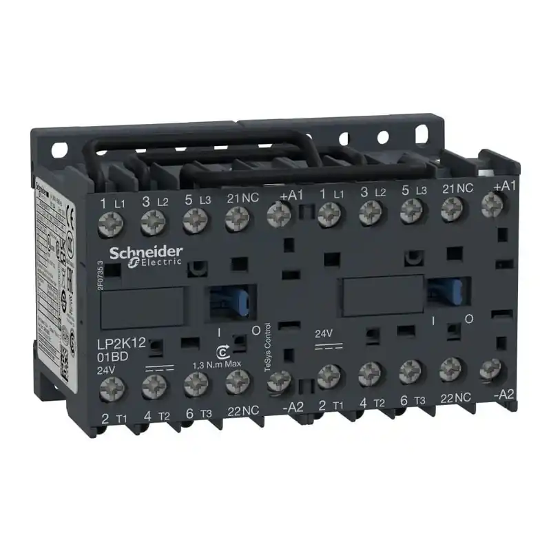 Contacteur inverseur TeSys LP2-K - 3P - AC-3 440V 12 A - bobine 24 V CC - LP2K1201BD Pas Cher