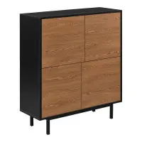 Seulement Aujourd'hui Commode stylée meuble de rangement pratique gnosj? à 4 portes 93 x 80 x 30 cm noir effet bois foncé 03_0006828