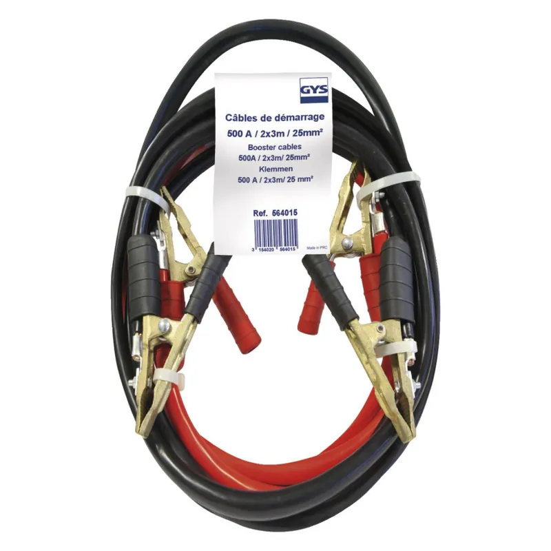 Authentique Cables de Démarrage Longueur 3 ML – Pinces LAITON – 25 MM2 – 500 A