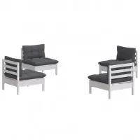Salon de jardin meuble d‘extérieur ensemble de mobilier 4 pièces avec coussins anthracite bois de pin 02_0016079 Offre Du Jour