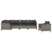 Commander Vite Salon de jardin meuble d‘extérieur ensemble de mobilier 6 pièces avec coussins gris résine tressée 02_0016812