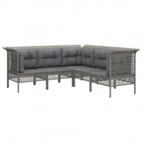 Achetez Aujourd'hui Salon de jardin meuble d‘extérieur ensemble de mobilier 5 pièces avec coussins gris résine tressée 02_0016413