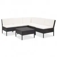 Soldes Salon de jardin meuble d‘extérieur ensemble de mobilier 6 pièces avec coussins résine tressée noir 02_0016915