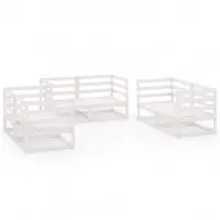 Salon de jardin meuble d‘extérieur ensemble de mobilier 6 pièces blanc bois de pin massif 02_0016975 Quantité Limitée