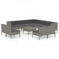 Salon de jardin meuble d‘extérieur ensemble de mobilier 12 pièces avec coussins résine tressée gris 02_0015642 Achetez Aujourd'hui