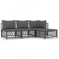 Petit Prix Salon de jardin meuble d‘extérieur ensemble de mobilier avec coussins 4 pièces anthracite acier 02_0018293