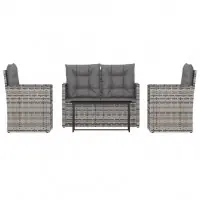 Prix Promo Salon de jardin meuble d‘extérieur ensemble de mobilier avec coussins 4 pièces résine tressée gris 02_0018294