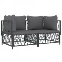 Salon de jardin meuble d‘extérieur ensemble de mobilier avec coussins 2 pièces anthracite acier 02_0018288 Nouvelle Collection