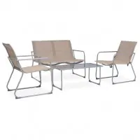 Salon de jardin meuble d‘extérieur ensemble de mobilier 4 pièces tissu et acier taupe 02_0016282 Must-Have