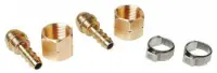 Kit 2 Raccords/Tétines pour tuyau 6.3 mm avec écrou 3/8E gauche + 2 Colliers Réduction
