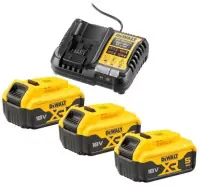 Pack 3 batteries 18V XR 5Ah + chargeur - DEWALT - DCB1104P3-QW Petit Prix