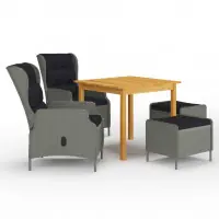 Ensemble de salle à manger de jardin meuble extérieur 5 pièces gris clair 02_0013792 Meilleur Prix