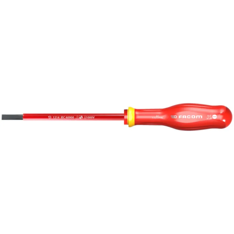 Vente Flash Tournevis Plat Lame Isolée Longue 1 000 Volts FACOM PROTWIST? – Fente 12,0X2,0 – Lame 250MM – AT12X250VE