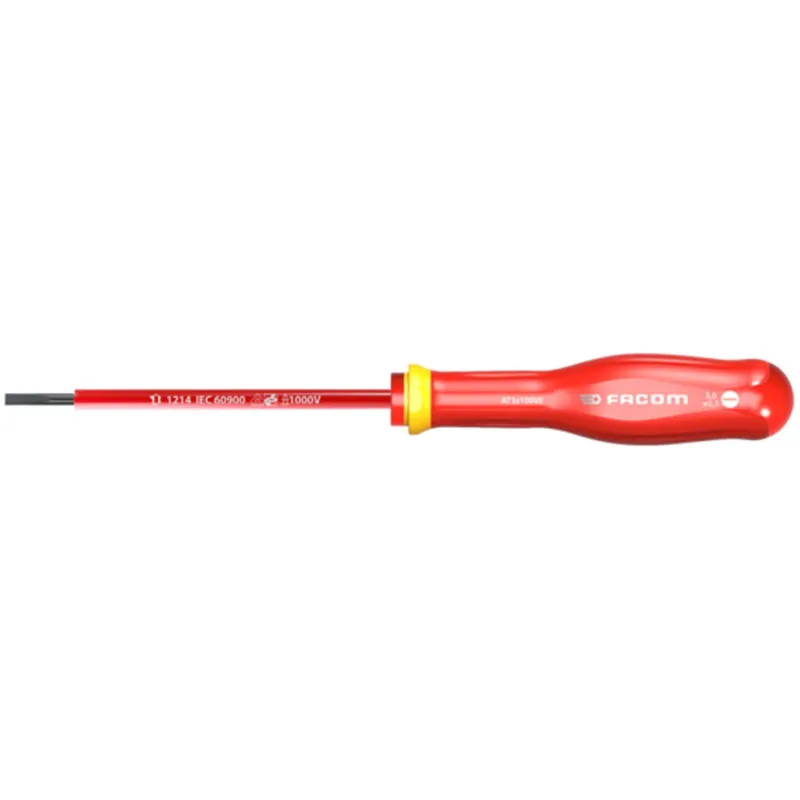 Tournevis Plat Lame Isolée 1 000 Volts FACOM PROTWIST? – Fente 3,0X0,5 – Lame 100MM – AT3X100VE Usine Directe