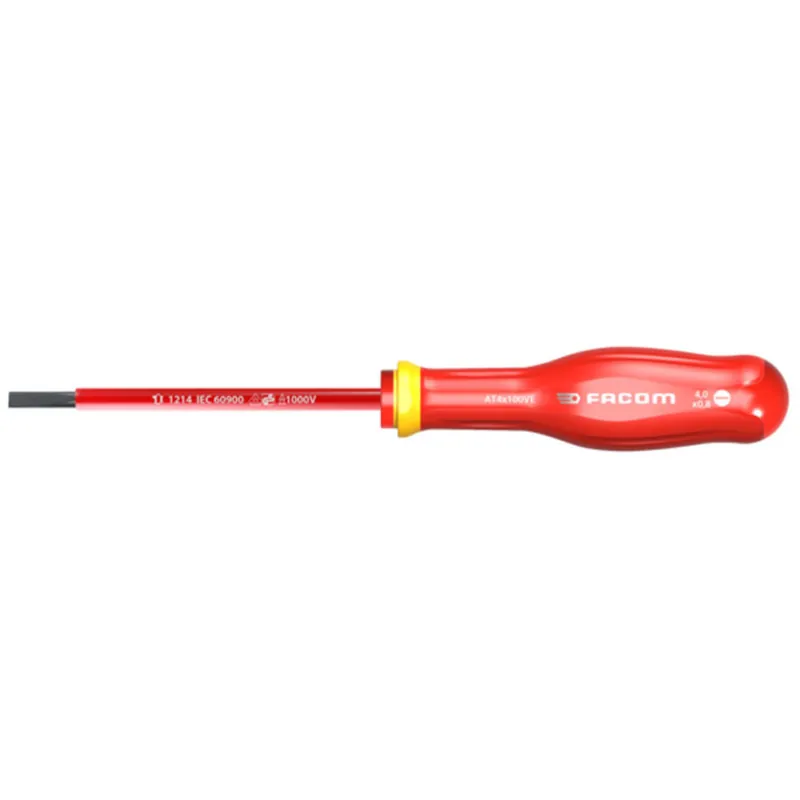 Livraison Express Tournevis Plat Lame Isolée 1 000 Volts FACOM PROTWIST? - Fente 4,0X0,8 - Lame 150MM - AT4X150VE