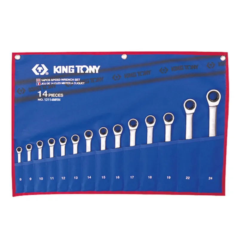 Haute Qualité Trousse 14 Clés Mixtes à Cliquet - De 8 à 24MM - King Tony