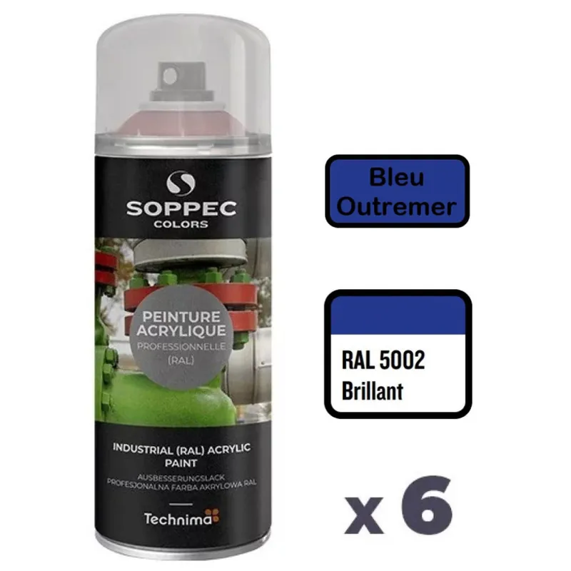 Jusqu&rsquo;à épuisement Des Stocks 6 Peintures Acryliques Aérosol 520 ML Bleu Outremer – 5002