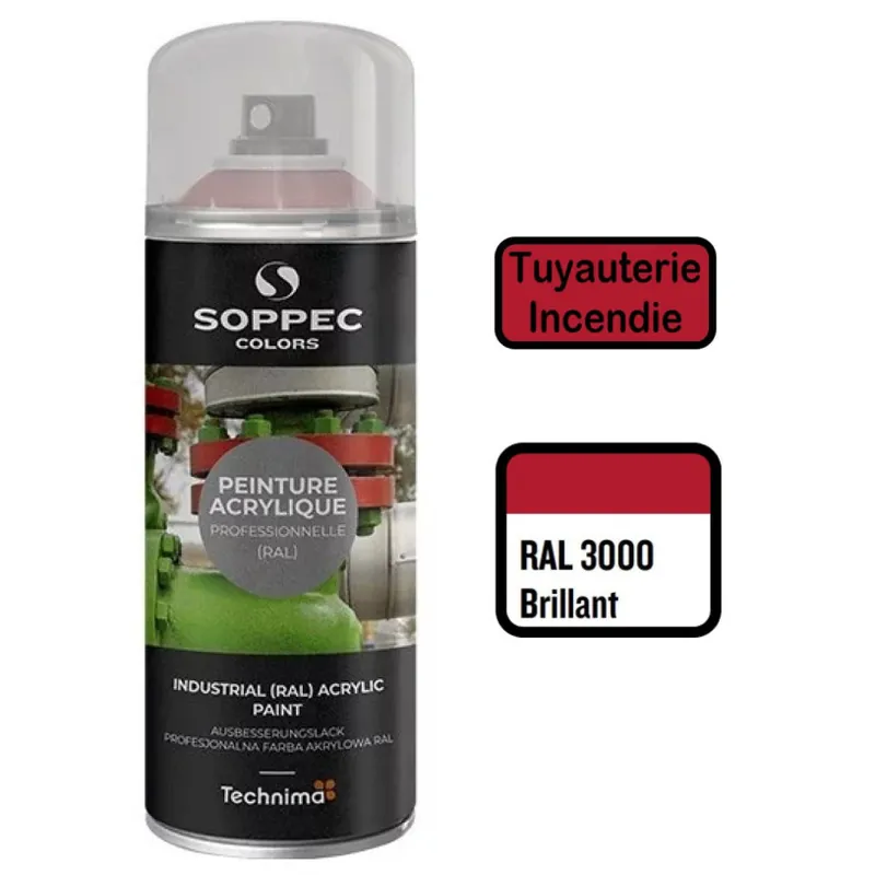 Peinture Acrylique Aérosol 520 ML Rouge 3000 - Incendie Satisfait Ou Remboursé