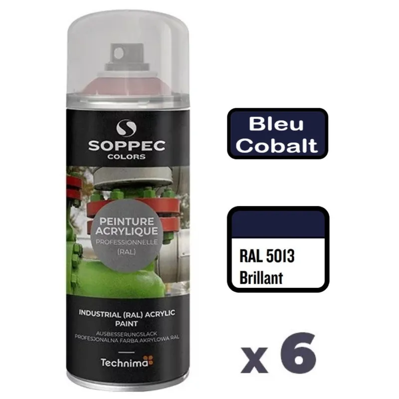 Bon Plan 6 Peintures Acryliques Aérosol 520 ML Bleu Cobalt – 5013