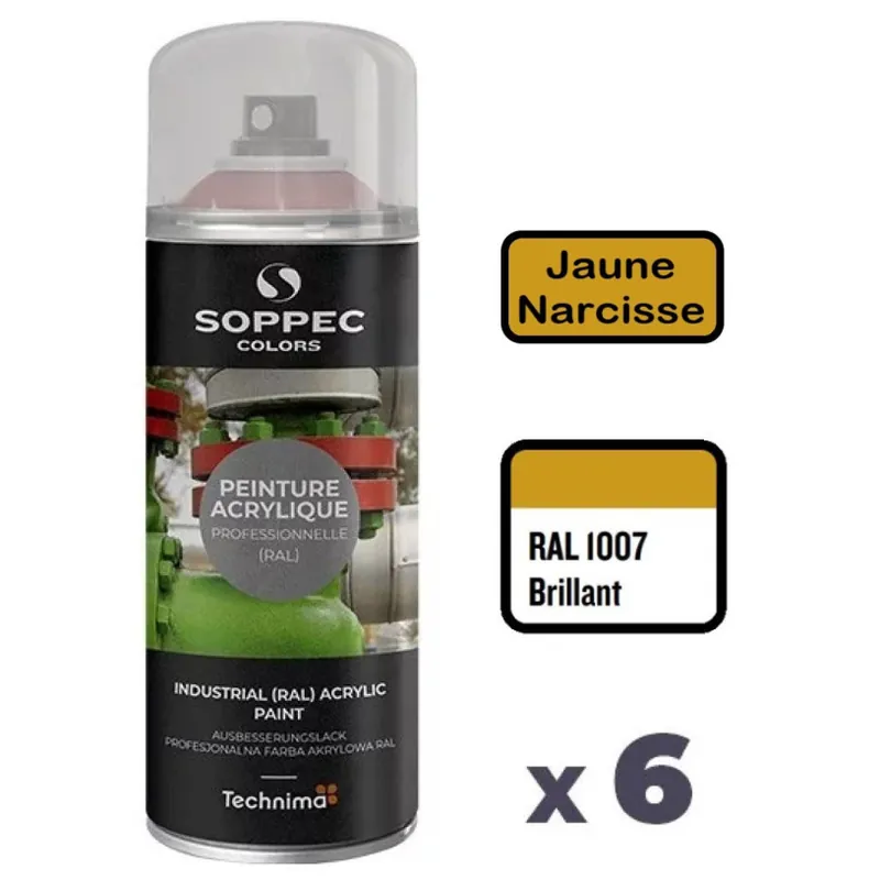 6 Peintures Acryliques Aérosol 520 ML Jaune Narcisse – 1007 Must-Have