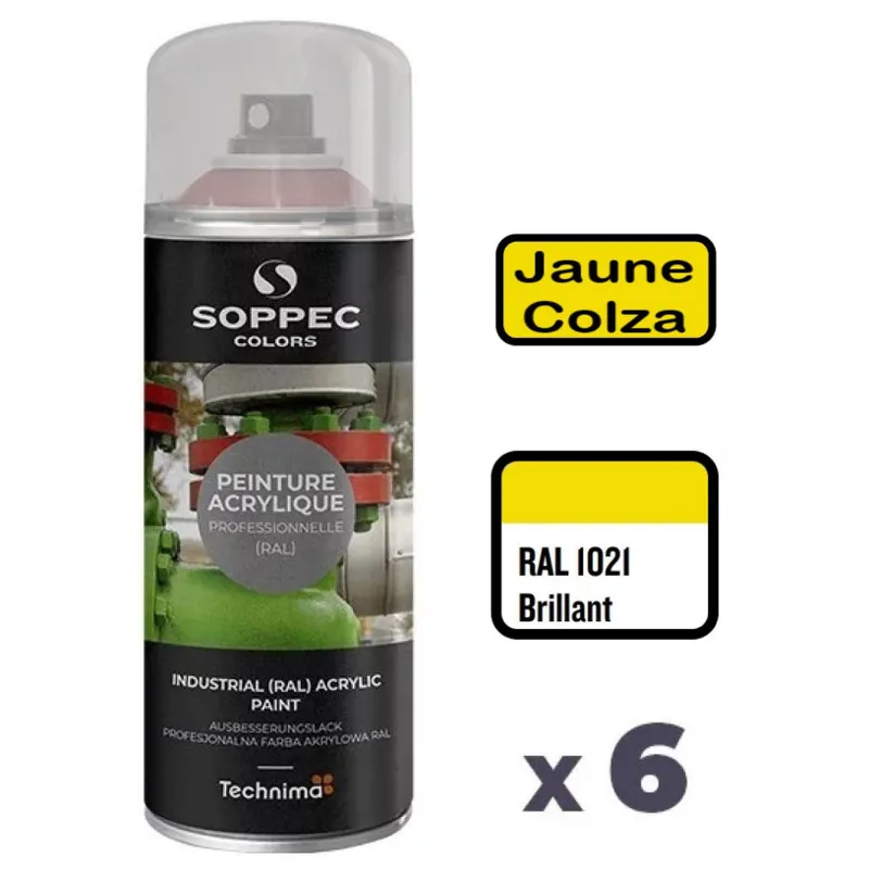 Meilleur Prix 6 Peintures Acryliques Aérosol 520 ML Jaune Colza – 1021
