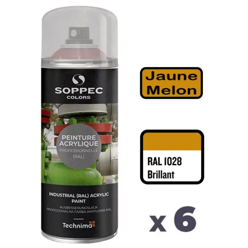 6 Peintures Acryliques Aérosol 520 ML Jaune Melon – 1028 Commande En Gros